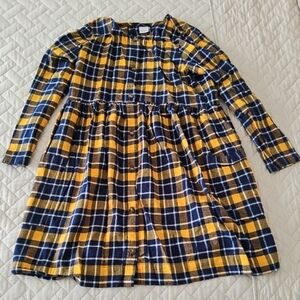 Hanna Andersson Plaid Yellow and Blue Kids Dress Size 160 (14-16)